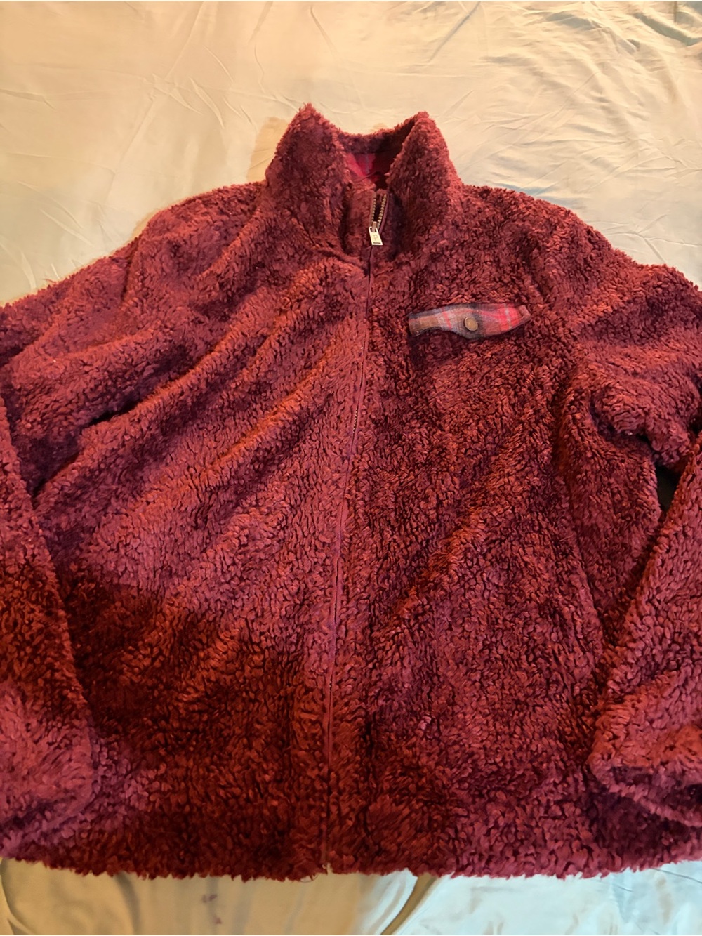 Pendleton Women's Plush Teddy Zip Jacket - Wine
